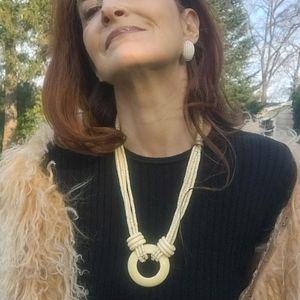 Vintage Bakelite and Bone Oversized Tribal Necklace